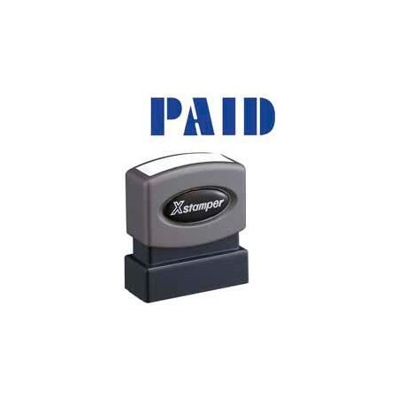 Shachihata Xstamper Pre-Inked Message Stamp, PAID, 1-5/8" x 1/2", Blue 1335